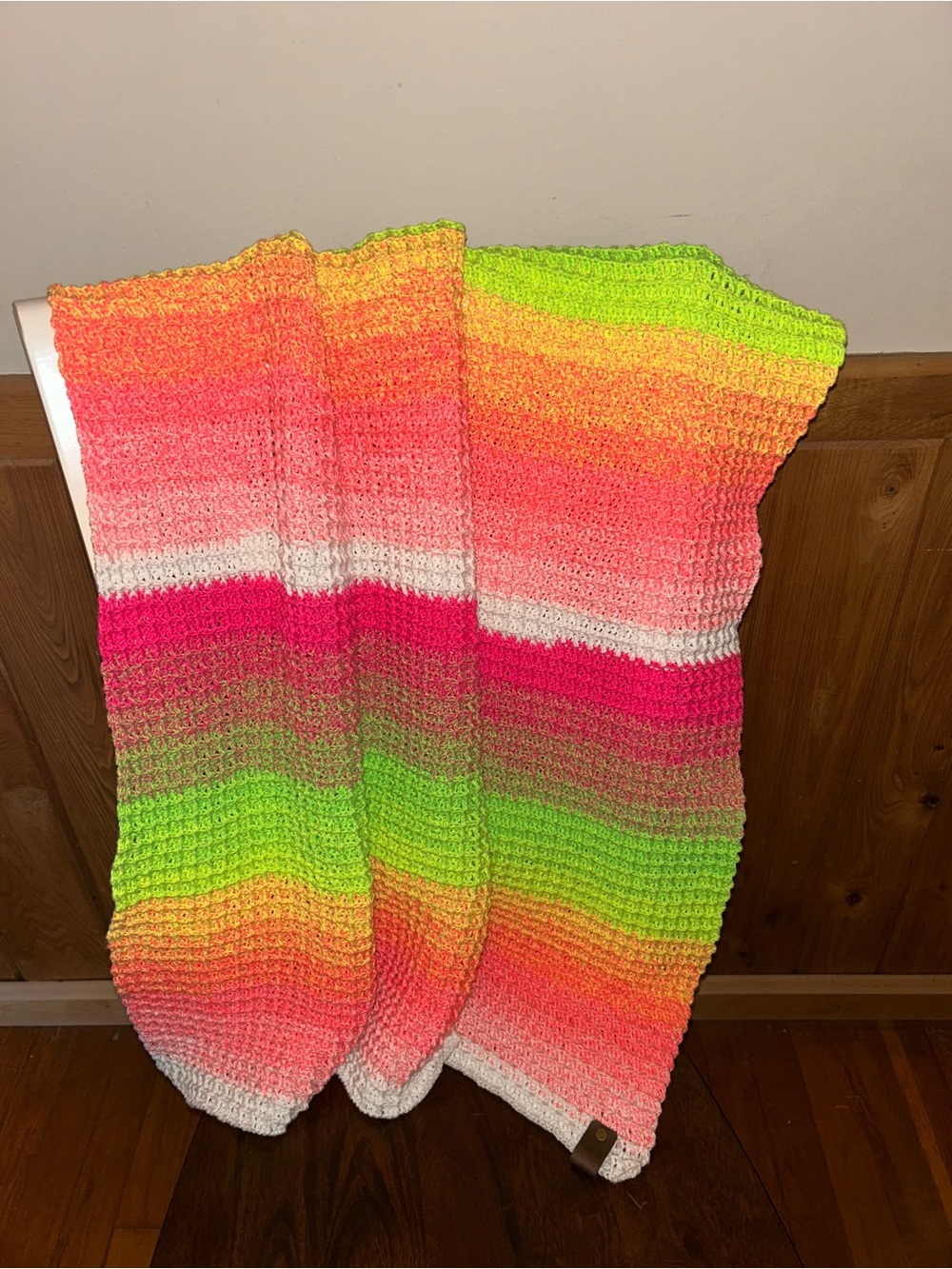 Crochet neon baby blanket